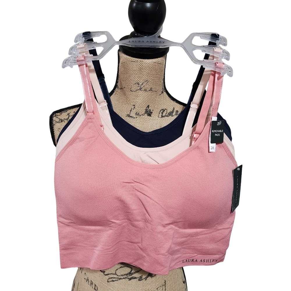 Laura Ashley 3pk longline comfy active athletic loungewear bras bralettes plus